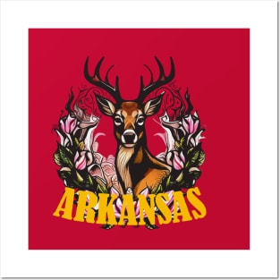 Arkansas Deer With Apple Blossom Bough Posters and Art